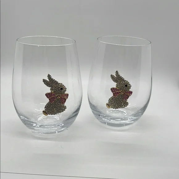 NWT Crystal Bunny Wine Glasses - Picture 2 of 5